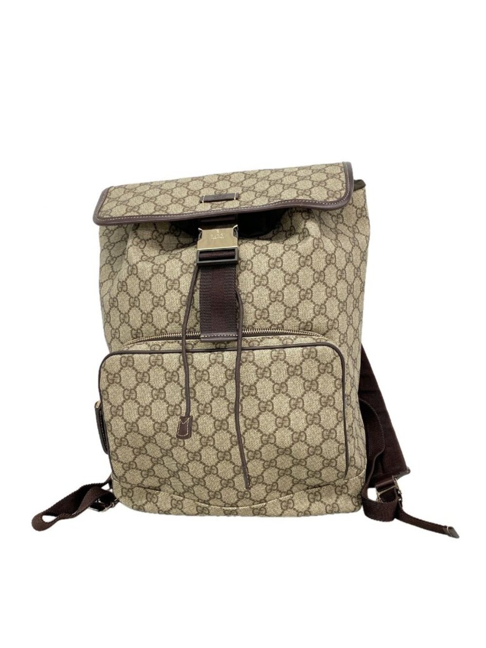 Gucci Backpack GG Supreme Brown Beige Champagne Gold